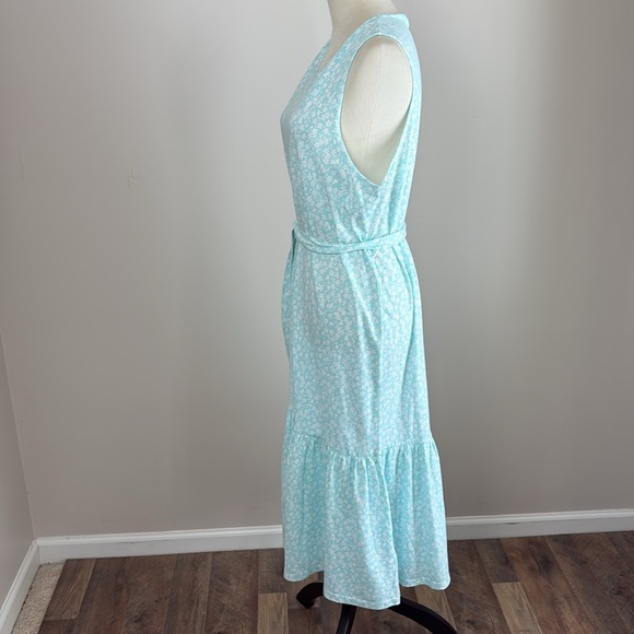 J. Crew Factory Printed knit tie-waist midi dress ditsy floral tiered size xl - Picture 6 of 13